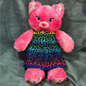 Build A Bear Workshop Pink Sassy Cat 17" Plush Stuffed Animal Splatter Paint